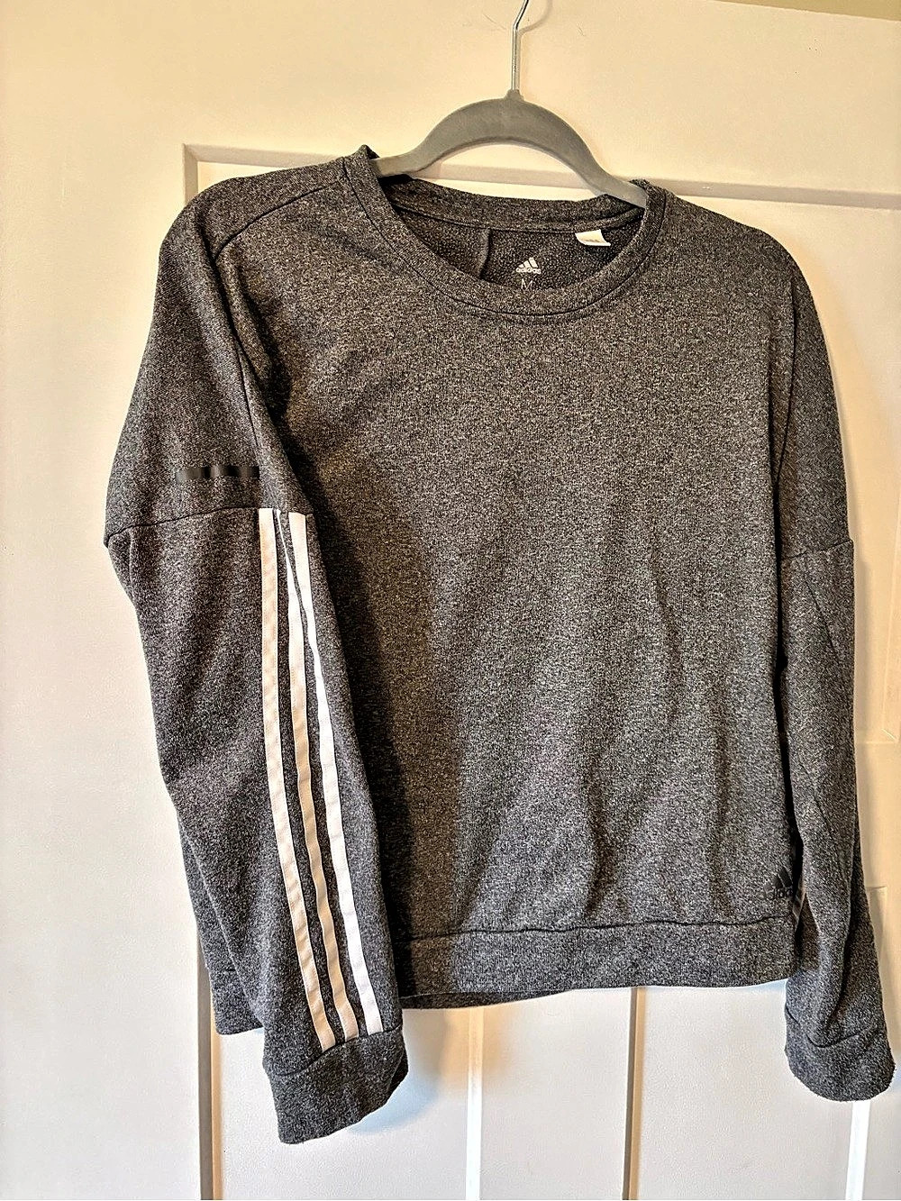 Adidas Essentials 3-Stripes Fleece Sweatshirt Gray & White